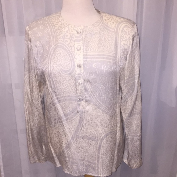 Silk Blouse and Scarf Set EUC 🐝 Size 12 - Picture 2 of 8